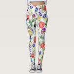 Legging Flores Selvagens Coloridas De Cores Aquáticas<br><div class="desc">Leggings únicas com padrões coloridos de ilustrações pintadas por aquarelas de borboletas,  abelhas,  joias e flores de campo do estilo Provence: lavandas,  pincéis,  papoilas e muito mais.</div>