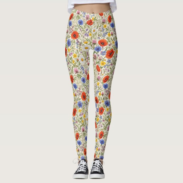 Legging Flores Silvestres Delicadas no Prado (Frente)
