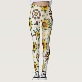 Legging Flores Silvestres E Padrão Contínuo Natural