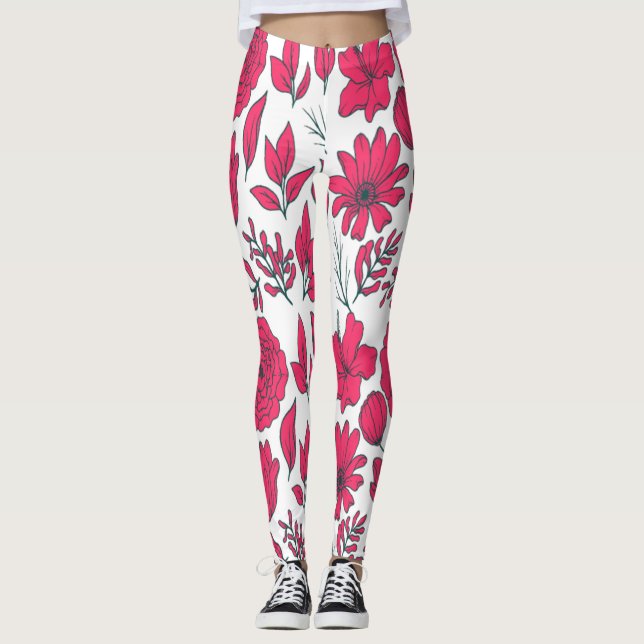 Legging Flores silvestres vermelhas (Frente)