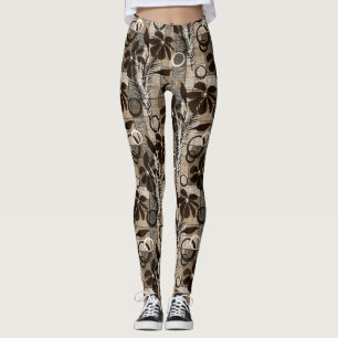 Legging Flores sobre fundo controlado num estilo rústico