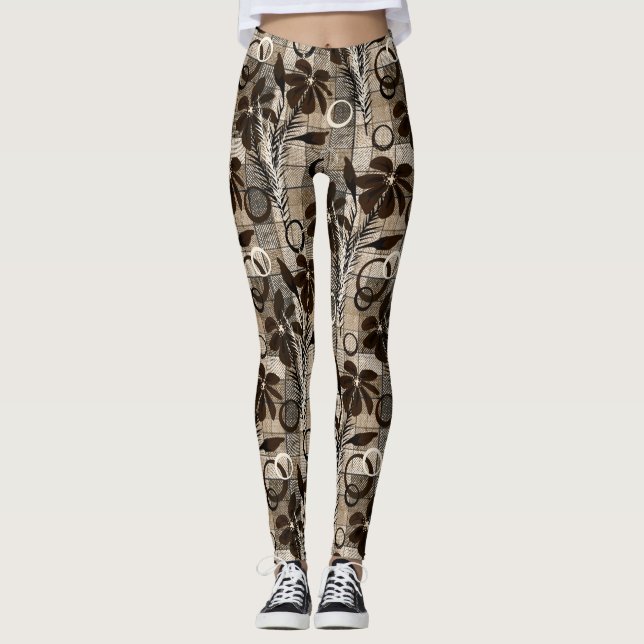 Legging Flores sobre fundo controlado num estilo rústico (Frente)