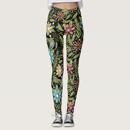 Legging Flores tiradas mão
