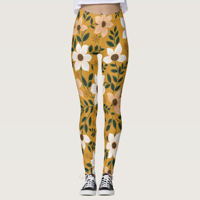 Legging Flores Tradicionais: Padrões Sem Olho De Muster (Frente)