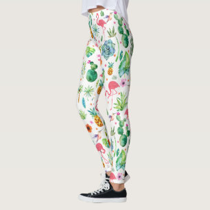 Legging Flores Tropicais Cactus & Flamingos
