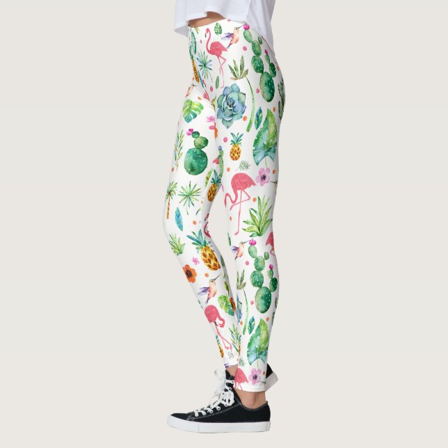 Legging Flores Tropicais Cactus & Flamingos (Esquerda)