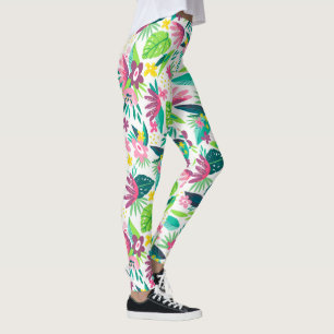 Legging Flores Tropicais Coloridas Padrão Invisível