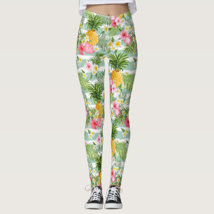 Legging Flores Tropicais E Abacaxi Nas Faixas 2