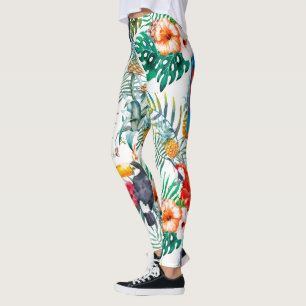 Legging Flores tropicais e tucano