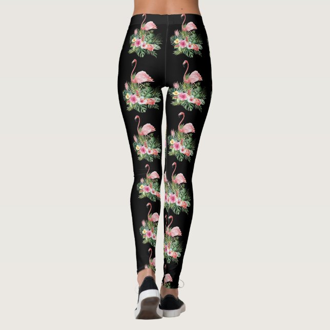 Legging Flores Tropicais Exóticas - Padrão Flamingo (Verso)