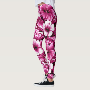 Legging Flores tropicais havaianas Hibiscus cor-de-rosa br