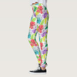 Legging Flores tropicais, padrão sem costura<br><div class="desc">Modernas aquarelas,  coloridas flores tropicais,  padrões sem costura com fundo branco.</div>