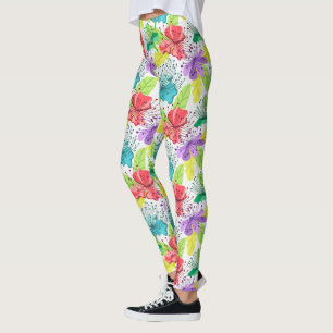 Legging Flores tropicais, padrão sem costura