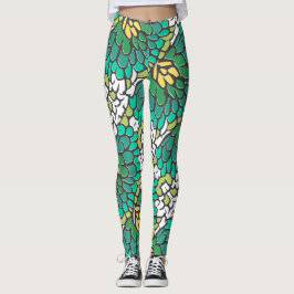Legging Flores verdes e amarelas