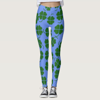 Legging Flores verdes em azul