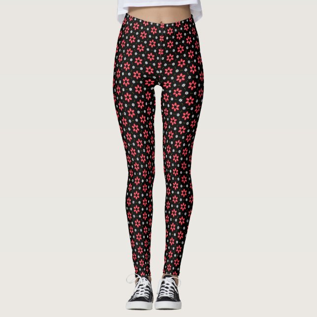 Legging Flores Vermelhas (Frente)