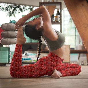 Legging Flores Vermelhas com Padrão Elegante Negrito Hipo