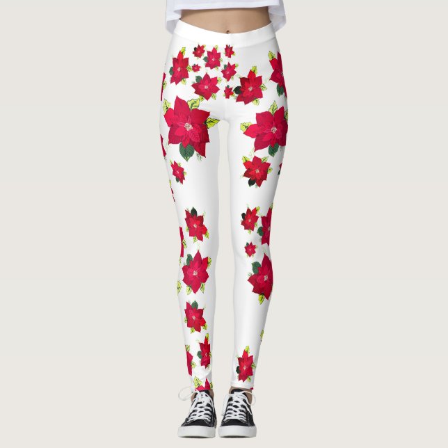 Legging Flores vermelhas da poinsétia (Frente)