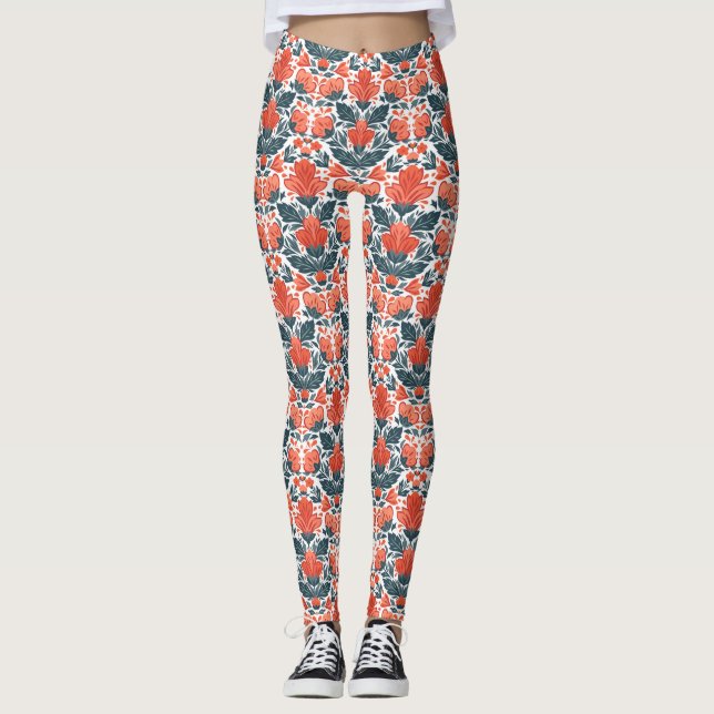 Legging Flores vermelhas decorativas (Frente)