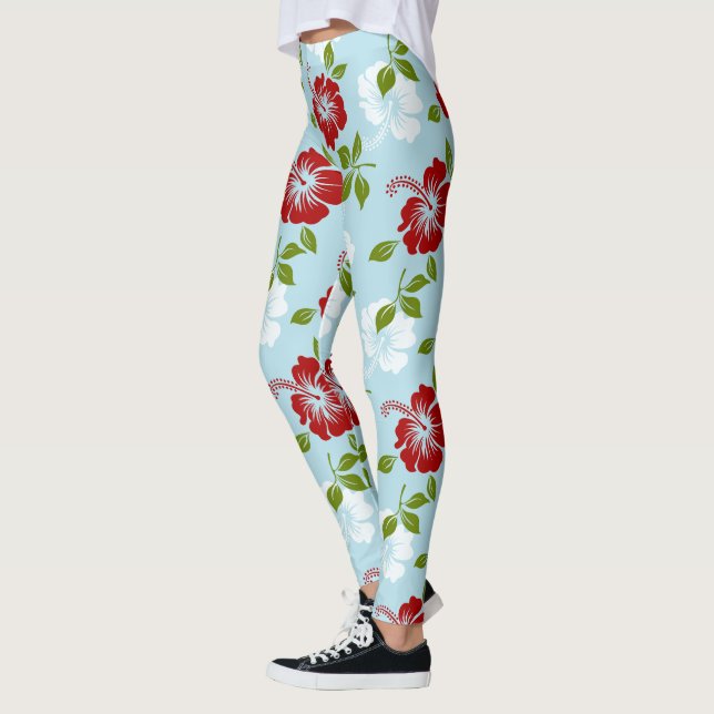 Legging Flores Vermelhas E Brancas (Esquerda)