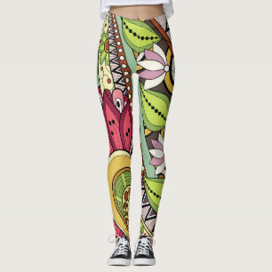 Legging Flores Vermelhas E Turfeiras Femininas Legais
