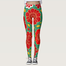 Legging Flores Vermelhos Vermelhos Vermelhos Padrões Flora