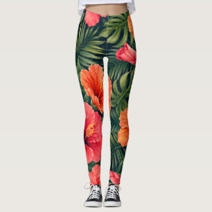 Legging Flores Vibrantes de Hibisco Tropical
