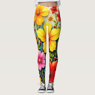 Legging Flores Vibrantes: Jardim de Alegria Arte