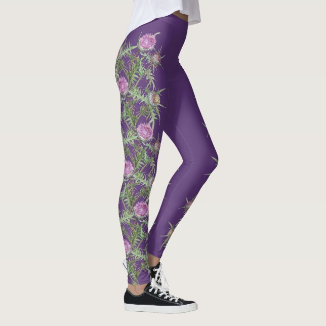 Legging Flores violetas e listras roxas (Direita)
