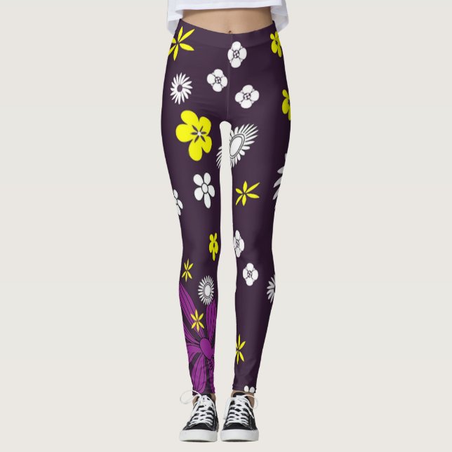 Legging Flores | Zazzle_Growth. (Frente)