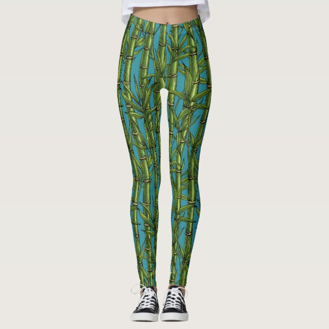 Legging Floresta de bambu em azul (Frente)