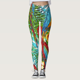 Legging Floresta de Boho com aves l Verde e azul