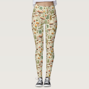 Legging Floresta de Cogumelos de Outono Caprichosa Padrão