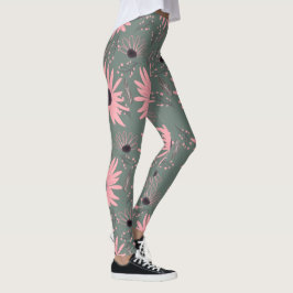 Legging Floresta de girassol Botânica Rosa Desenhada à Mão