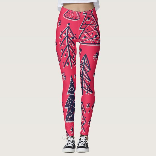 Legging Floresta de Natal: Papel de Wallpaper Silhouette d (Frente)