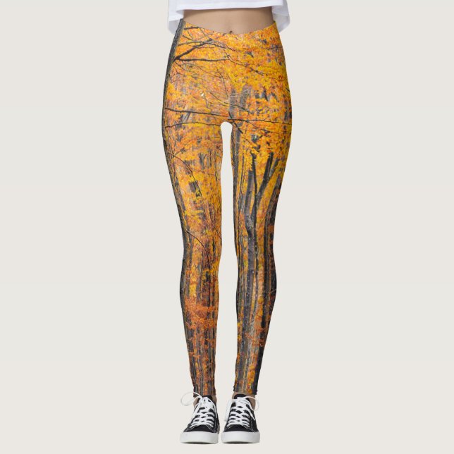 Legging Floresta de outono de ouro impressionante (Frente)