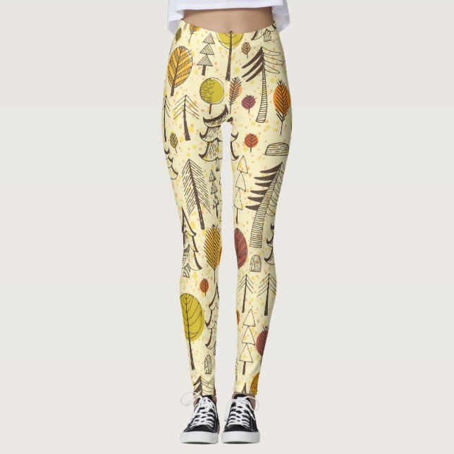 Legging Floresta de outono: Padrão Gráfico Invisível. (Frente)