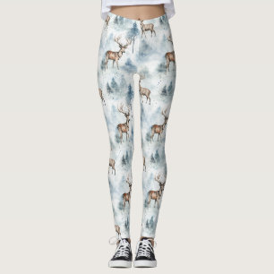 Legging Floresta de Veado em Aquarela de Inverno (5)