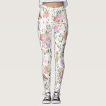 Legging Floresta Encantada de Fada Girly Floral<br><div class="desc">Esta legenda feminina apresenta um grupo de fadas bonitinhas e lúdicas cercadas por cogumelos brancos e flores coloridas</div>