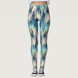 Legging Floresta Noturna da Aurora Boreal Escura (10)