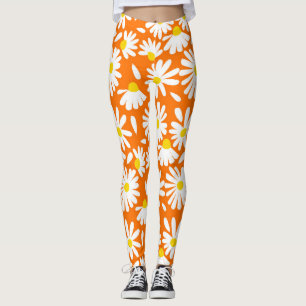 Legging Flórida da margarida retrô: vindima laranja.