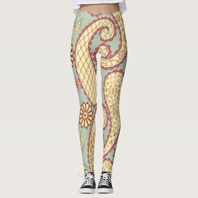Legging Flórida étnica, estilo paisley vintage. (Frente)