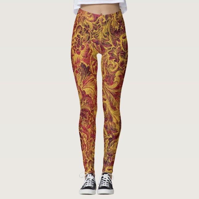 Legging Flórida vítrea em burgundy e ouro (Frente)