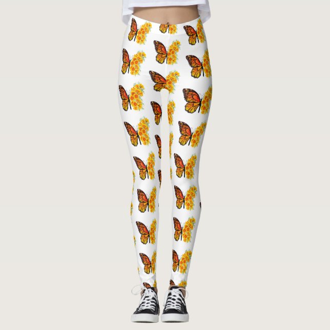 Legging Flower Butterfly with Yellow California Poppy (Frente)