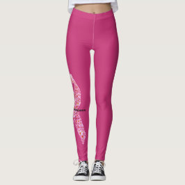 Legging Flowers Rosa Friso do Apoio ao cancer de mama