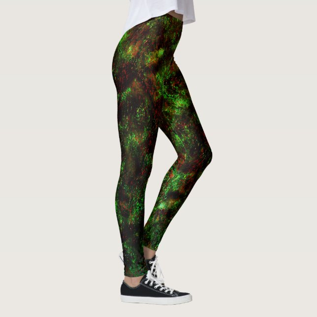 Legging Flutuação das manchas escuras em verde-vivo e verm (Direita)
