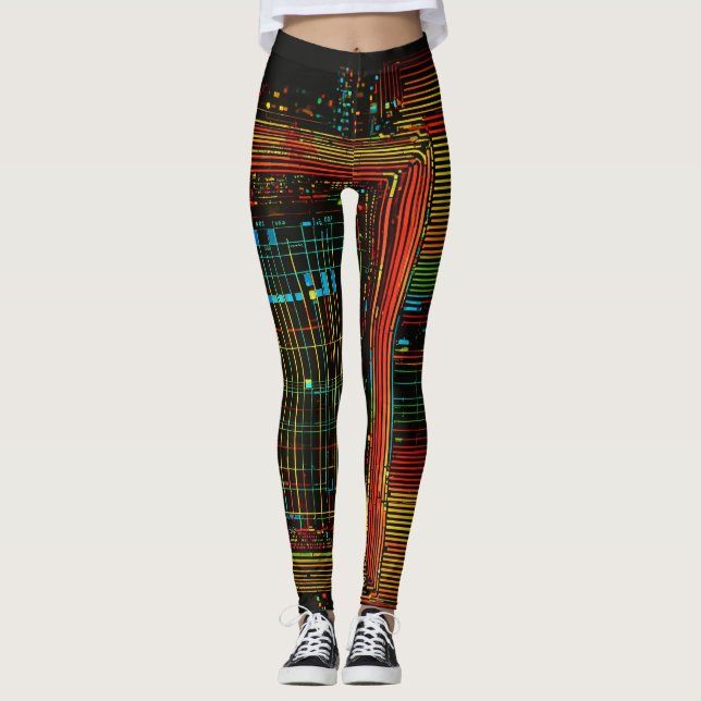Legging Fluxo cibernético: Legenda de dados em fluxo (Frente)