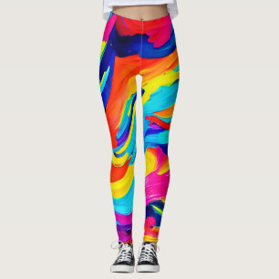 Legging Fluxo de cor de Abstrato vibrante