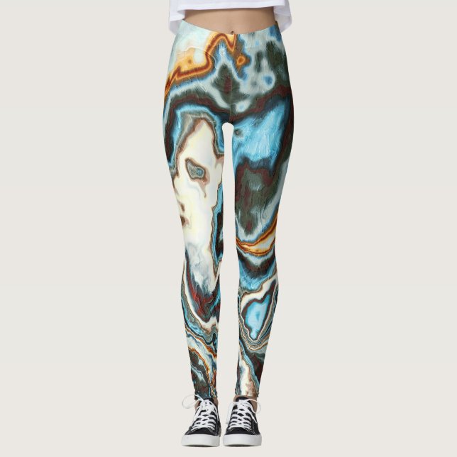 Legging Fluxo de Mármore Azul Ferrugem (Frente)