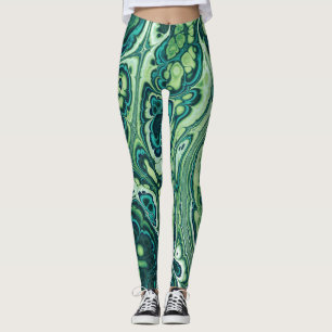Legging Fluxo de Mármore Verde Esmeralda